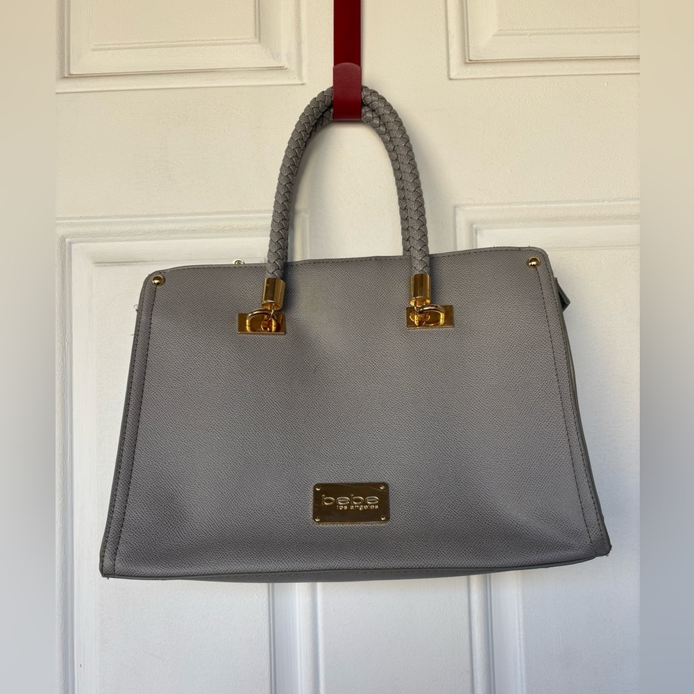 Bebe Satchel in Gray with Gold Details